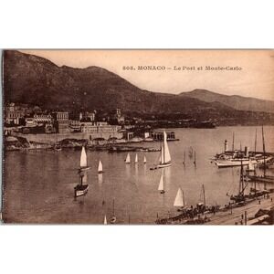 Vintage Monaco Le Port‎ et Monte-Carlo Scenic Postcard by Giletta